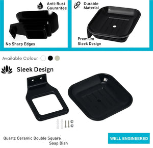 Black Soap Dish Unbreakable ABS Rectangular Ceramic Finish (RB-111) - Fossa Home