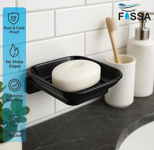 bathroom soap dish black abs material with rectangular ceramic finish