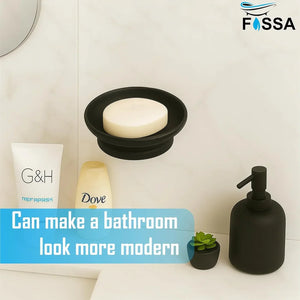 Black Soap Dish Unbreakable ABS Round Ceramic Finish (RB-121) - Fossa Home