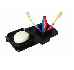 Black Soap Dish with Glass Unbreakable Abs Rectangular Ceramic Finish(RB-114) - Fossa Home