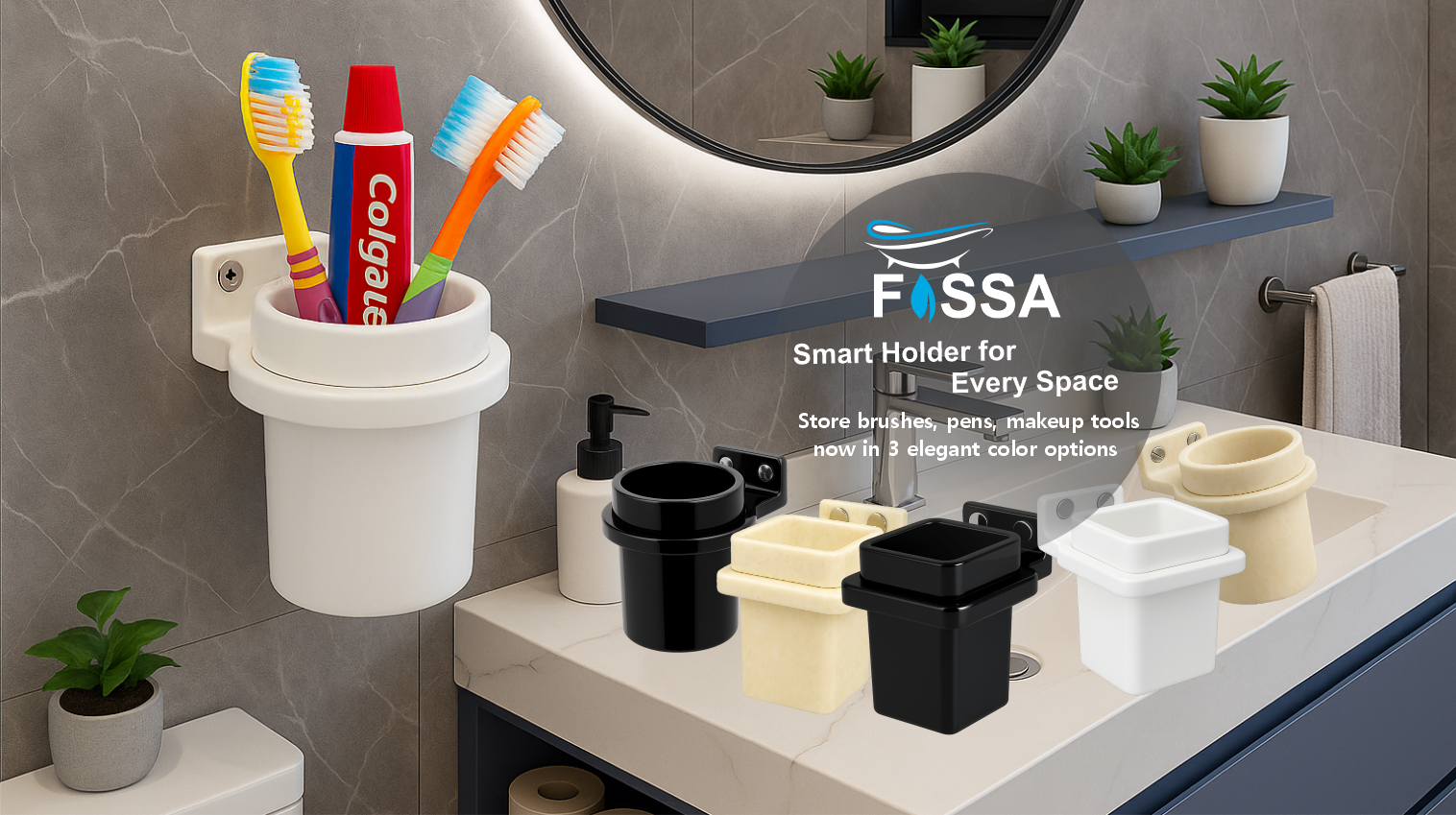 Elegant brush holder designed for bathroom