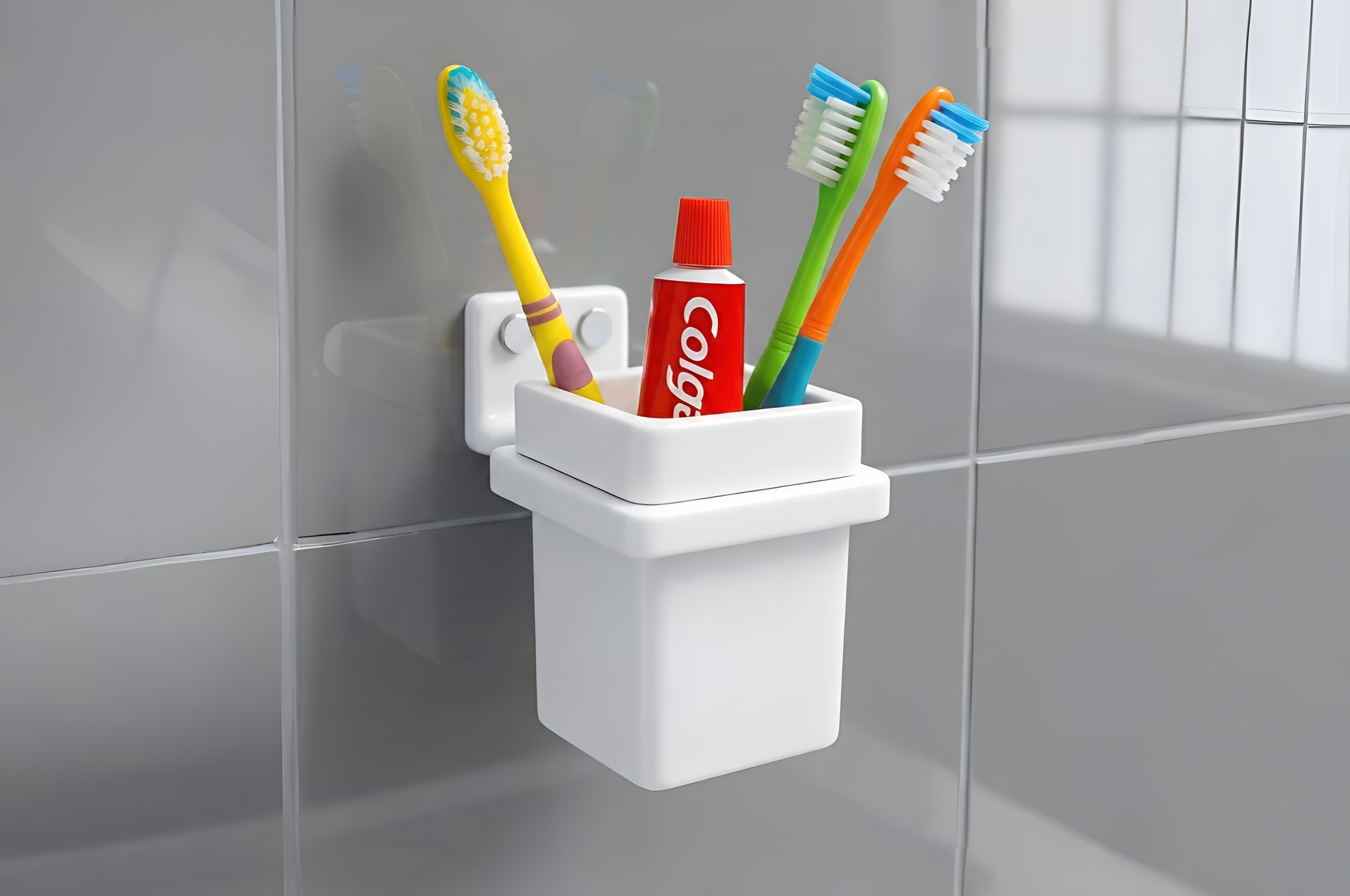 Modern brush holder designed for bathroom organization