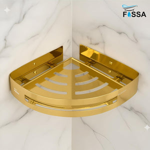 Caddy Stainless Steel Corner Shelf (Gold) - Fossa Home