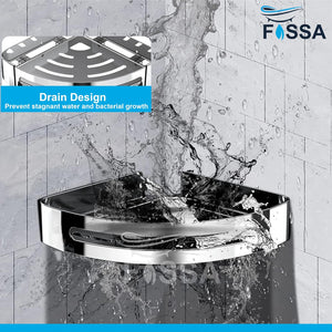 Caddy Stainless Steel Corner Shelf (Silver) - Fossa Home