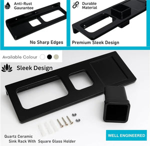 Ceramic Towel Ring & Brush Holder Glossy Black (RB-128) - Fossa Home