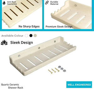 Classic Ceramic Wall Mounted Shelf Rack – Ivory (Glossy Finish) (RM-129) - Fossa Home