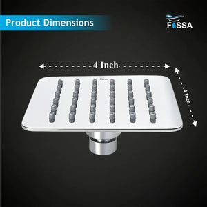 Colva (4x4 Iches) 304- Grade Stainless Steel Chrome Finish Overhead Shower With Arm (9 Inch) - Fossa Home