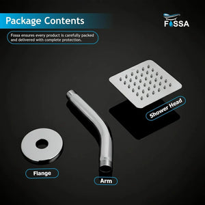 Colva (4x4 Iches) 304- Grade Stainless Steel Chrome Finish Overhead Shower With Arm (9 Inch) - Fossa Home