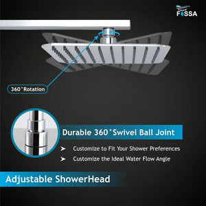 304 grade stainless steel overhead shower 8x8 inch chrome with arm