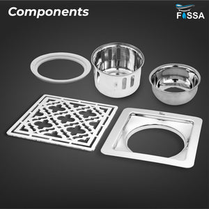 Designer 304 Grade Stainless Steel Bathroom Floor Drain with Premium Drain Grating