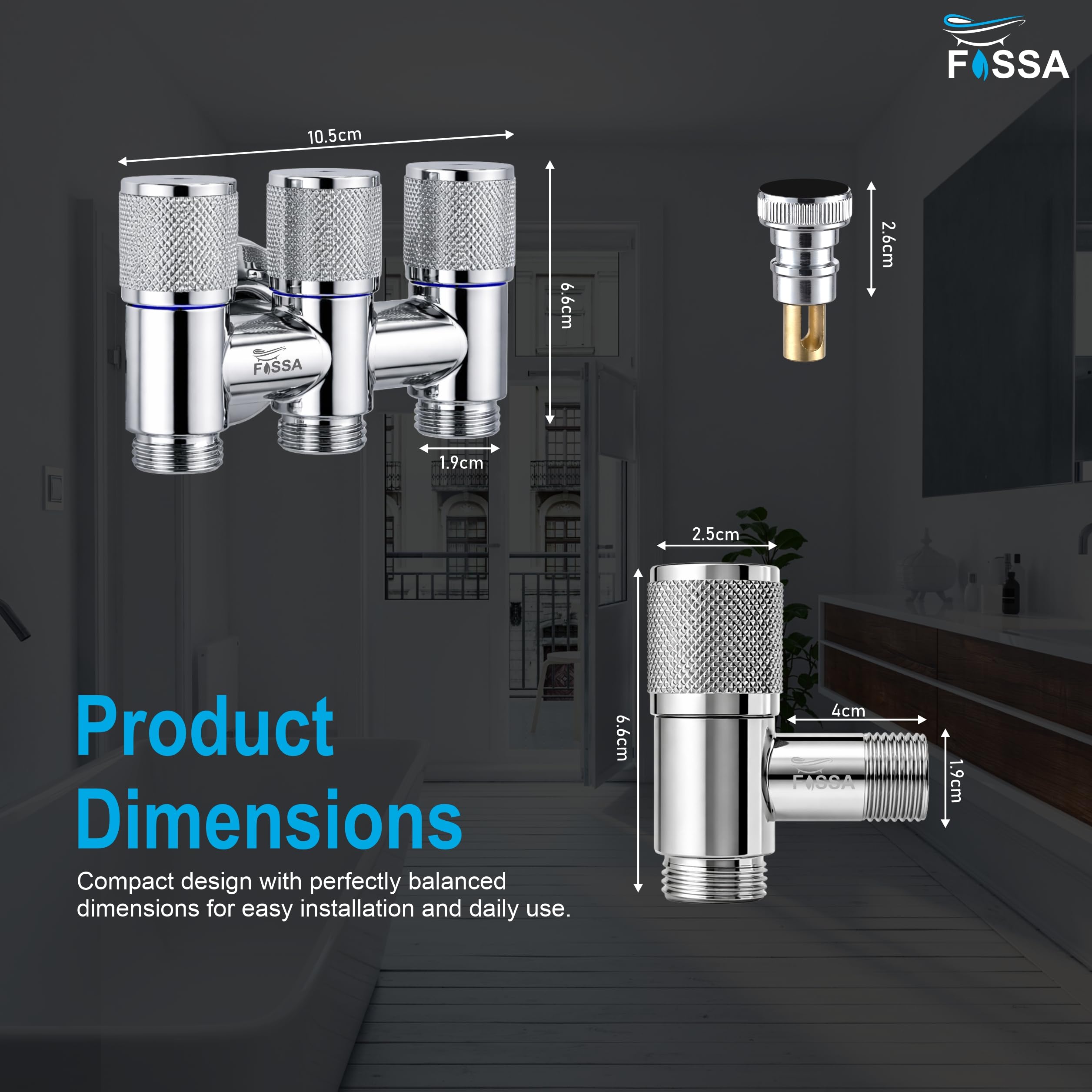 3 Way Curio Laundry Faucet Stainless Steel Angle Valve Chrome Finish