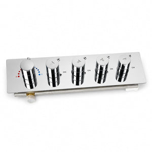3/4 Inch Florina 4 Way Brass Thermostatic Shower Diverter Set Push Button Silver - Fossa Home