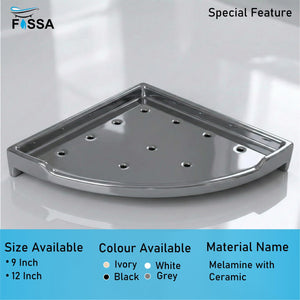 Grey Corner Wall Shelf 12 Inch Unbreakable Abs Ceramic Finish (RG-134) - Fossa Home