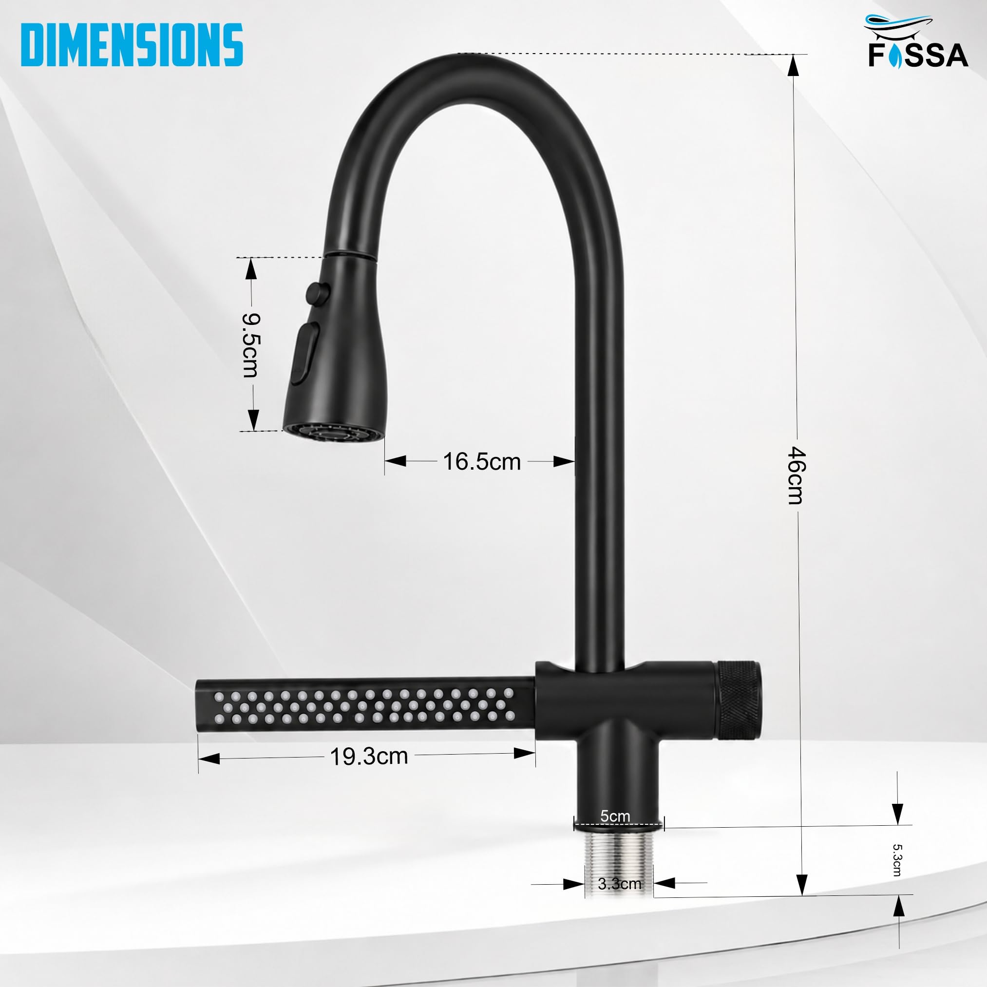 Ergo Waterfall Dual-Flow 360° Hot & Cold 304 Stainless Steel Kitchen Mixer Faucet Black