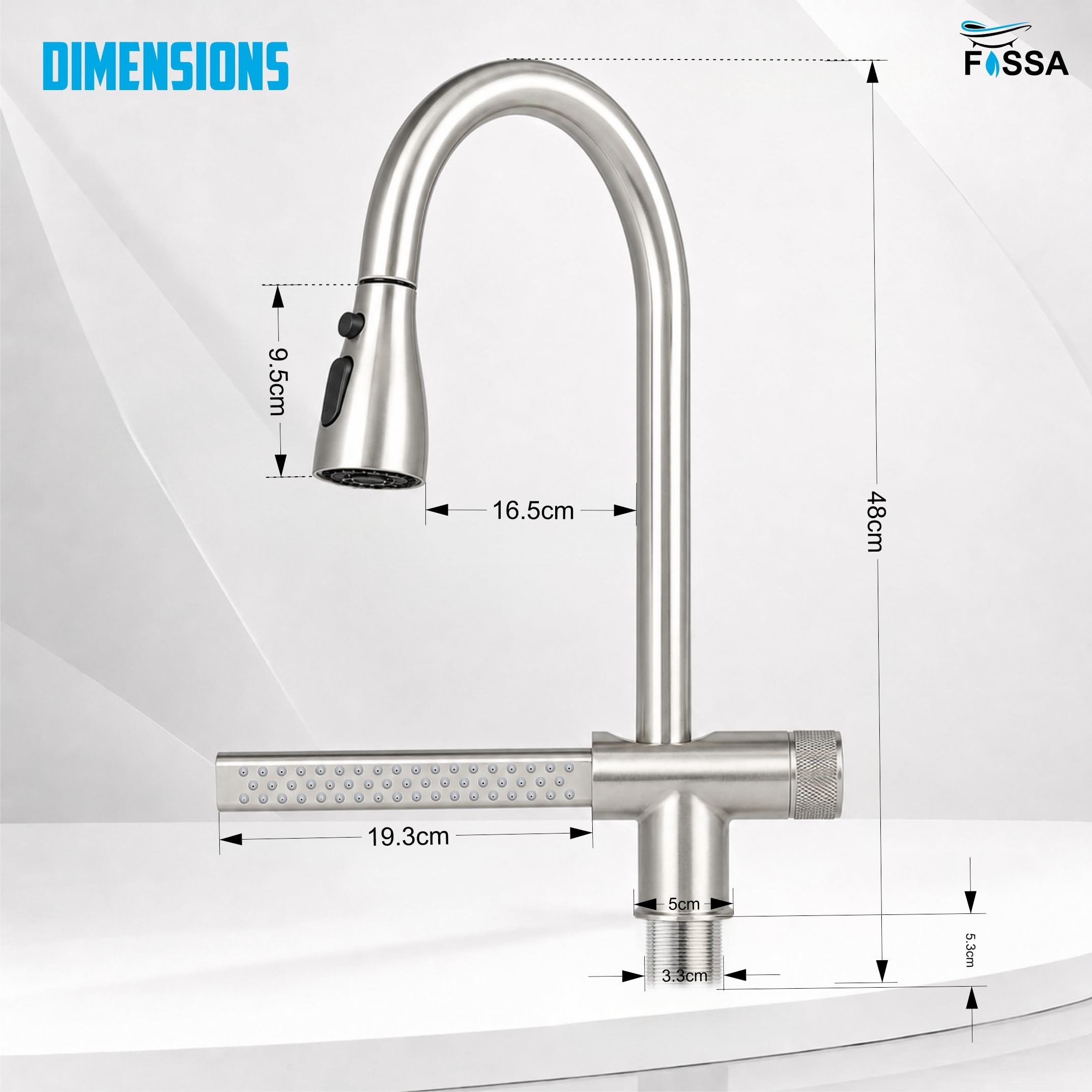 Ergo Waterfall Dual-Flow 360° Hot & Cold 304 Stainless Steel Kitchen Mixer Faucet Silver
