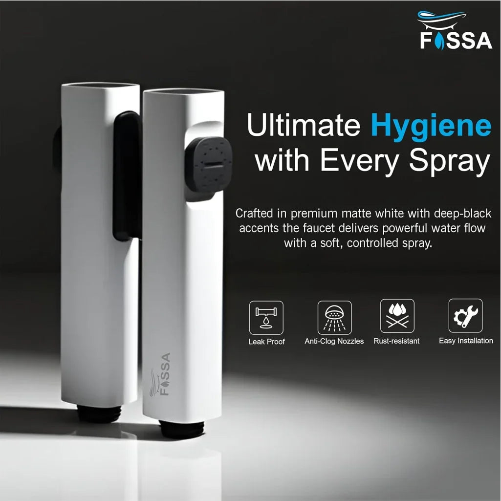 white abs health faucet with 304 grade ss hose pipe and wall hook