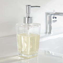 Fossa Unbreakable Clear Square Bathroom Soap Dispenser Crystal Clear Unbreakable| Sturdy and Elegant Construction Makes it Perfect for Kitchen or Bathroom | Shatter-Proof, Durable and Compact Design - Fossa Home