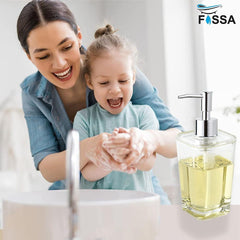 Fossa Unbreakable Clear Square Bathroom Soap Dispenser Crystal Clear Unbreakable| Sturdy and Elegant Construction Makes it Perfect for Kitchen or Bathroom | Shatter-Proof, Durable and Compact Design - Fossa Home