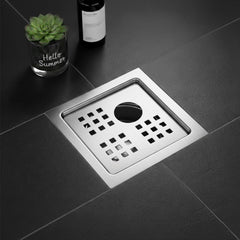 Fossa 5"x5" Design Floor Drain | Stainless Steel Square Bathroom Grating Jali | Rust-Resistant Drain Cover | Modern Floor Drain for Bathrooms...