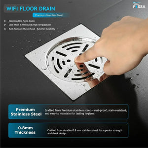 Wifi Floor Drain (5 x 5 Inches) Premium Stainlees Steel - Fossa Home