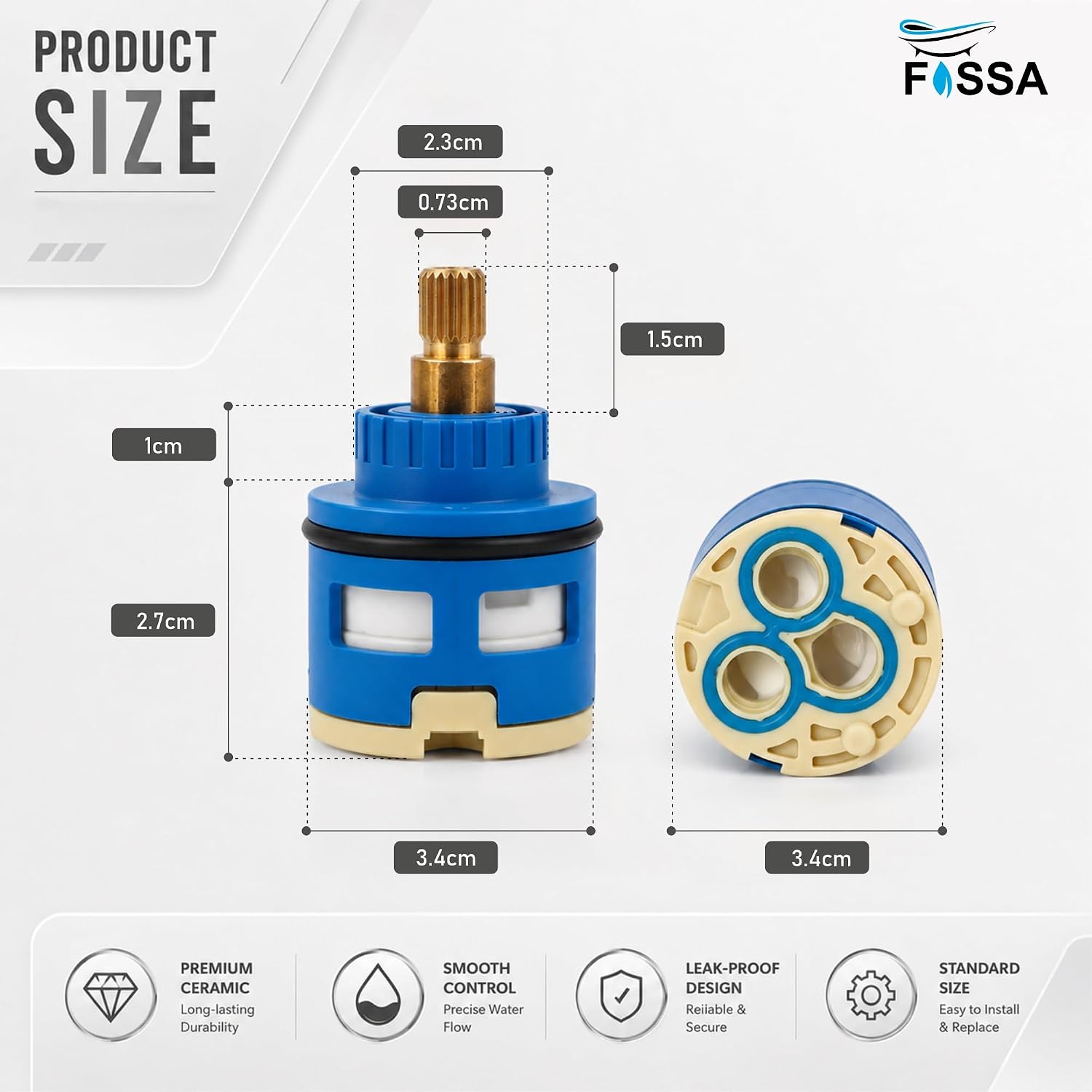 Fossa Brass Round Stem Single Lever Mixer Tap Ceramic Cartridge