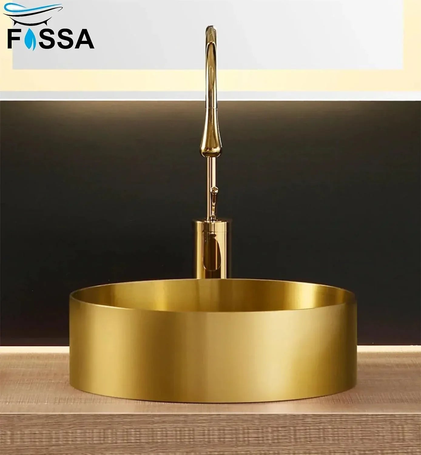 15x15x4 Inch Gold Wash Basin 304 Stainless Steel Wash Basin Table Top For Bathroom - Fossa Home