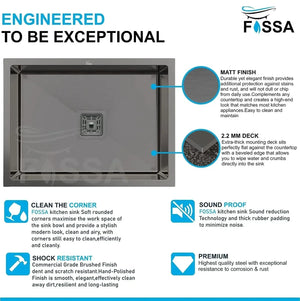 304 Handmade (21 x 18 x 9 ) Inch Stainless Steel Single Bowl Black Kitchen Sink - Fossa Home