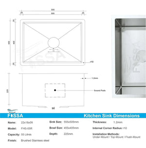 304 Handmade (22 x 18 x 9) Inch Stainless Steel Single Bowl Round Silver Kitchen Sink - Fossa Home