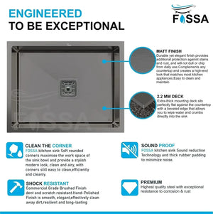 304 Handmade (27 x 20 x 10) Inch Stainless Steel Single Bowl Black Kitchen Sink - Fossa Home