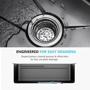 (30 x 18 x 10) Inch Black 304 Piano 2 keys Smart Kitchen Sink - Fossa Home