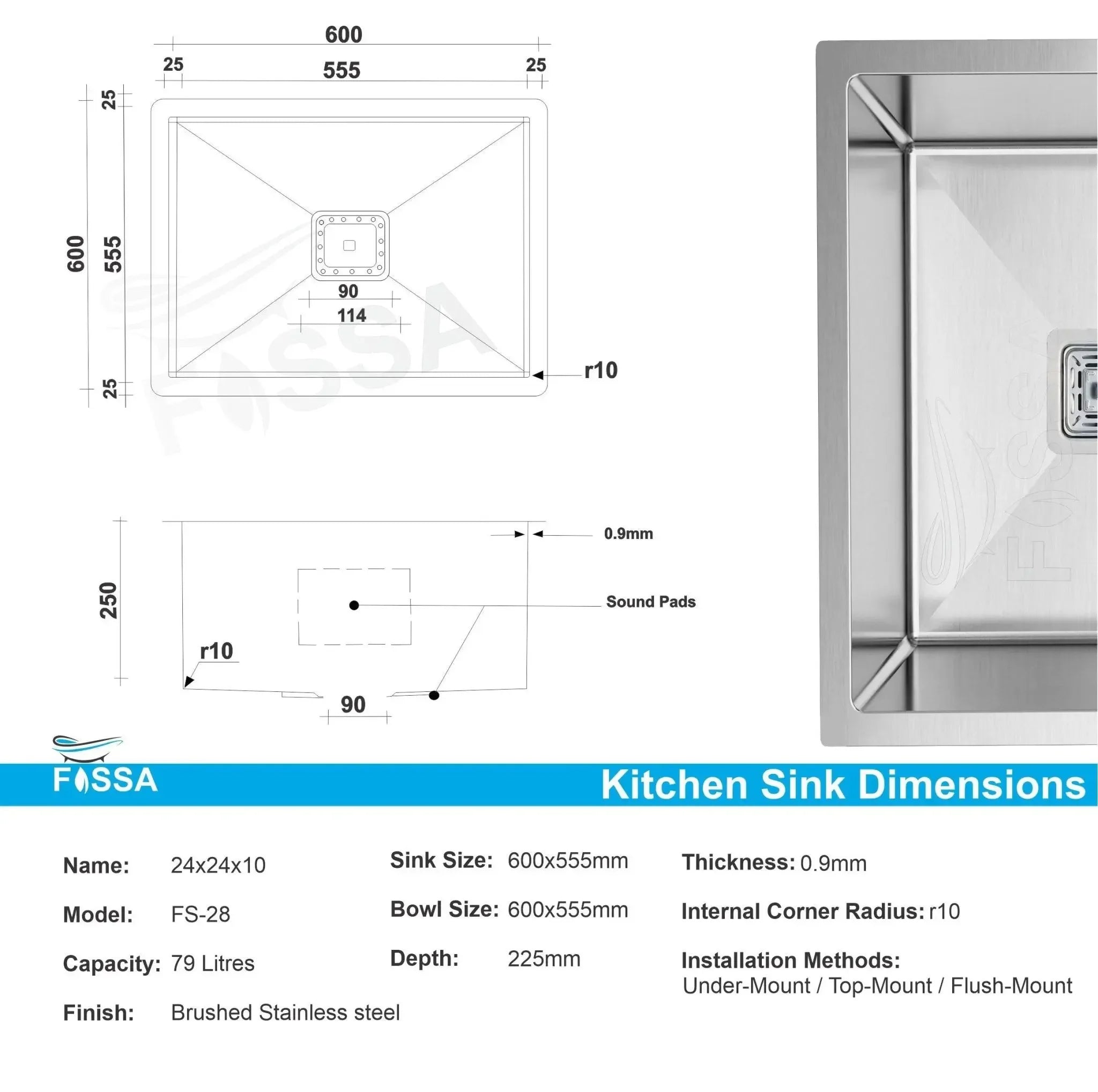 single bowl kitchen sink, deep stainless steel, modern compact, spacious, matte finish top mount, under, easy clean, rust resistant, scratch, noise reducing, for small kitchens, large, renovation, modern design, Premium_