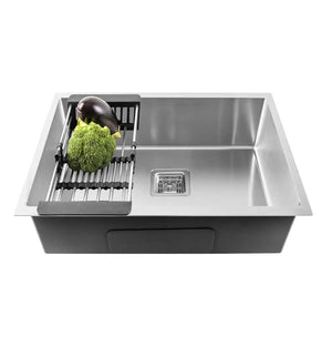 single bowl kitchen sink, deep stainless steel, modern compact, spacious, matte finish top mount, under, easy clean, rust resistant, scratch, noise reducing, for small kitchens, large, renovation, modern design, Premium