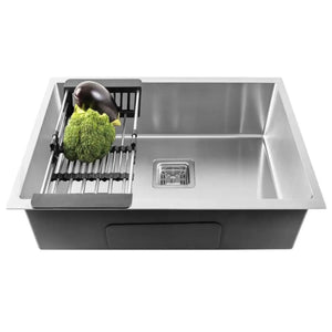 Premium Handmade (32 x 20 x 10) Inch Stainless Steel Single Bowl Silver Kitchen Sink - Fossa Home