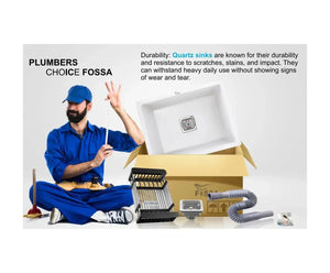 Quartz (18x16x9) Inch Single Bowl Kitchen Sink White – Strong, Scratch-Resistant - Fossa Home