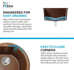 Quartz (18x18x08) Inch Single Bowl Kitchen Sink Brown– Strong, Scratch-Resistant - Fossa Home