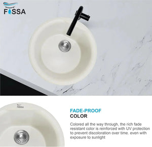 Quartz (18x18x8) Inch Single Bowl Kitchen Sink White – Strong, Scratch-Resistant - Fossa Home