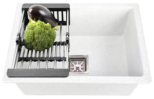 Quartz (24x18x9) Inch Single Bowl Kitchen Sink White – Strong, Scratch-Resistant - Fossa Home