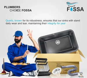 Quartz (31x19x9) Inch Single Bowl Kitchen Sink Black – Strong, Scratch-Resistant - Fossa Home