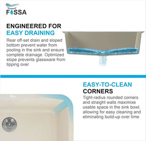 Quartz (31x19x9) Inch Single Bowl Kitchen Sink Peach Ivory– Strong, Scratch-Resistant - Fossa Home