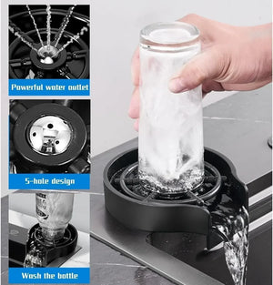 Smart Waterfall (30 x18 x 10) Inch Premium Stainless Steel Kitchen Sink Black - Fossa Home