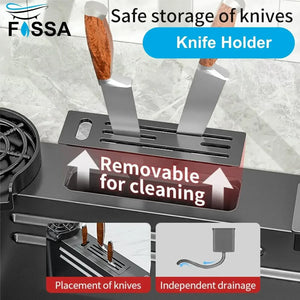 Smart Waterfall (30 x18 x 10) Inch Premium Stainless Steel Kitchen Sink Black - Fossa Home