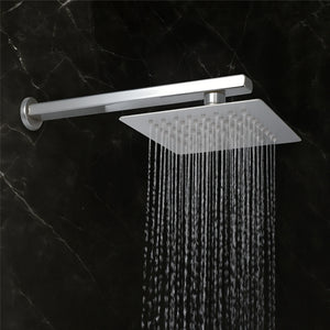 Ultra (6x6 Inches) 304- Grade Stainless Steel Chrome Finish Overhead Shower With Arm (12 Inch) - Fossa Home