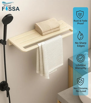 Fossa Wall Mounted Towel Shelf Ivory Quartz Ceramic (RM-126) - Fossa Home