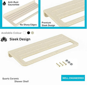 Fossa Wall Mounted Towel Shelf Ivory Quartz Ceramic (RM-126) - Fossa Home