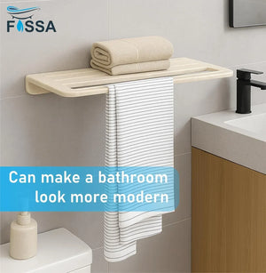 Fossa Wall Mounted Towel Shelf Ivory Quartz Ceramic (RM-126) - Fossa Home