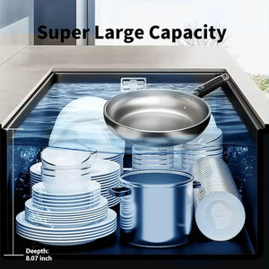 Waterfall Kitchen (32 x18 x10') Inch 304 Stainless Steel Kitchen Sink Black - Fossa Home