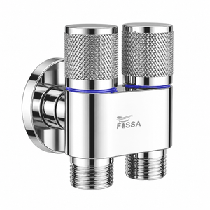 2 Way Galaxy Silver SS Washing Machine Angle Valve Without Nozzle - Fossa Home