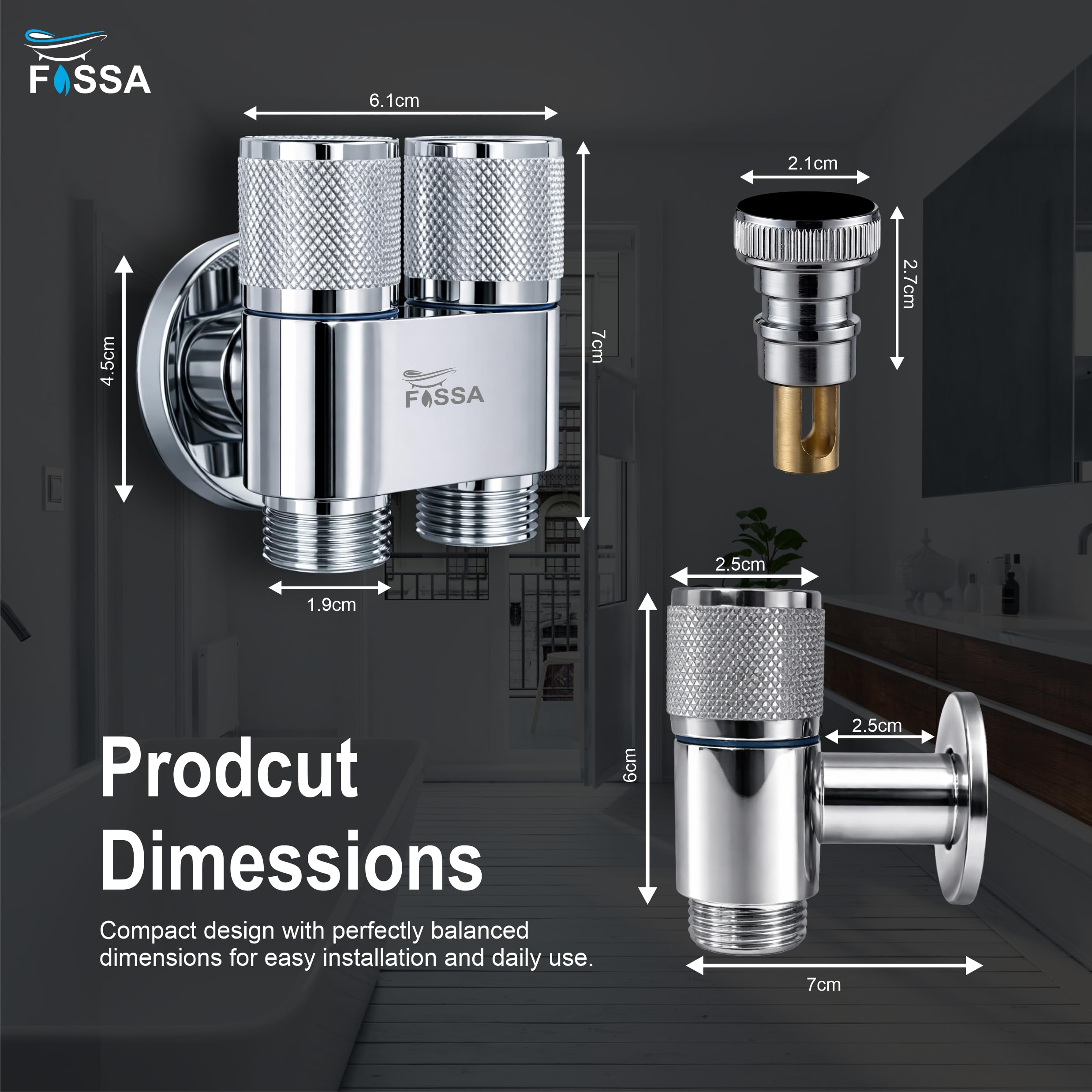 2 Way Galaxy Silver Washing Machine Angle Valve with Nozzle