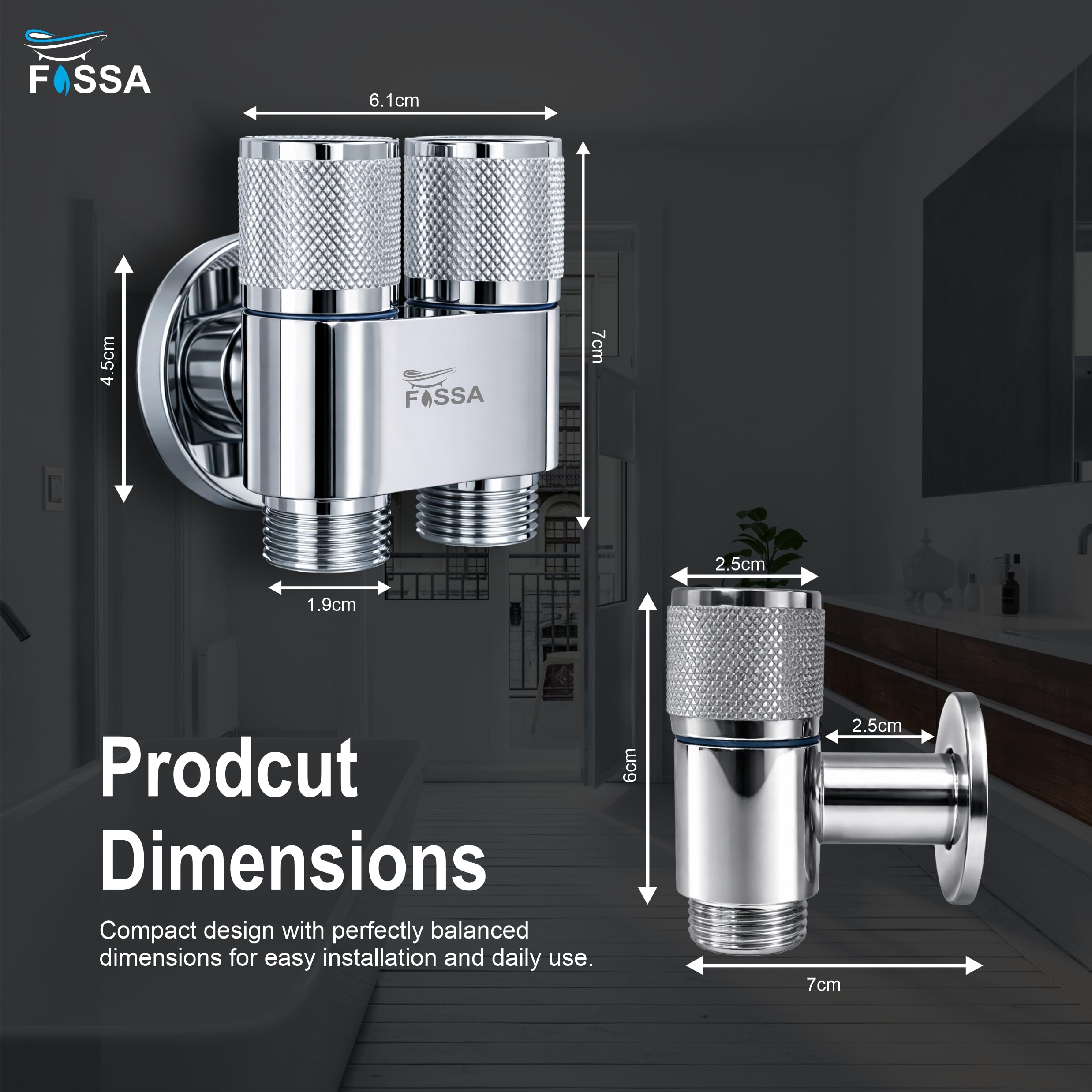 2 Way Galaxy Silver Washing Machine Angle Valve Without Nozzle