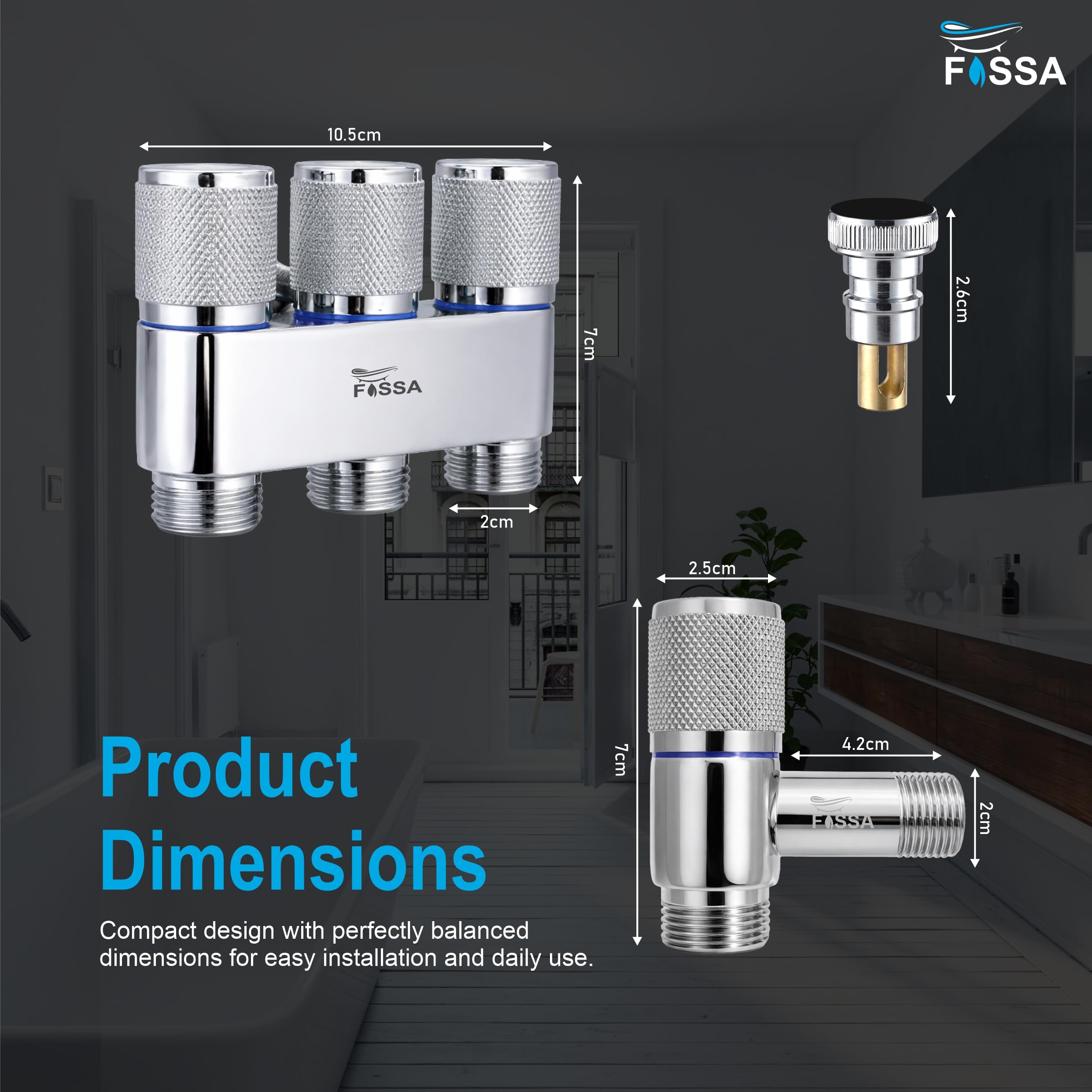 3 Way Galaxy Laundry Faucet Stainless Steel Angle Valve Silver